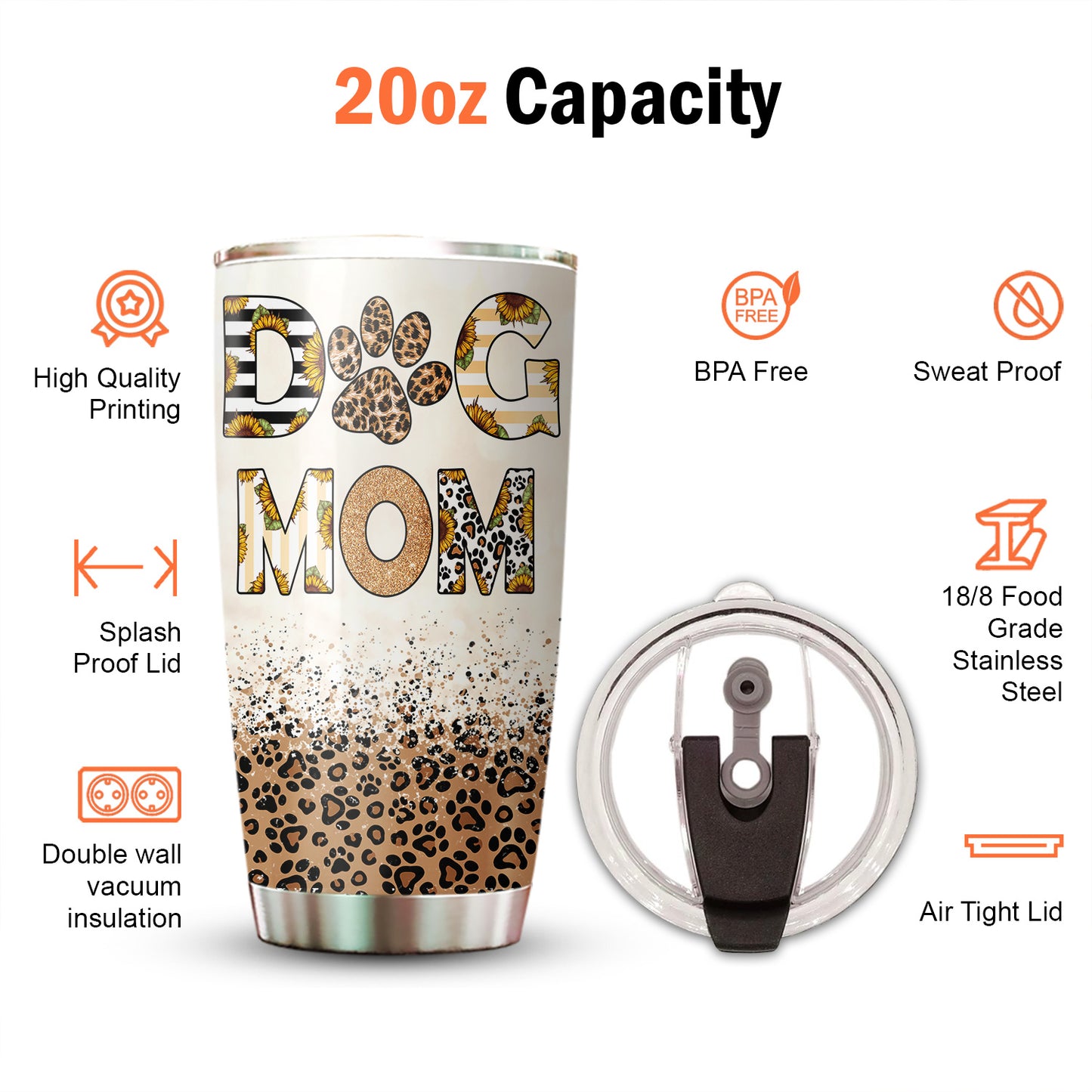 Dog Mom Leopard Pattern 20Oz Tumbler