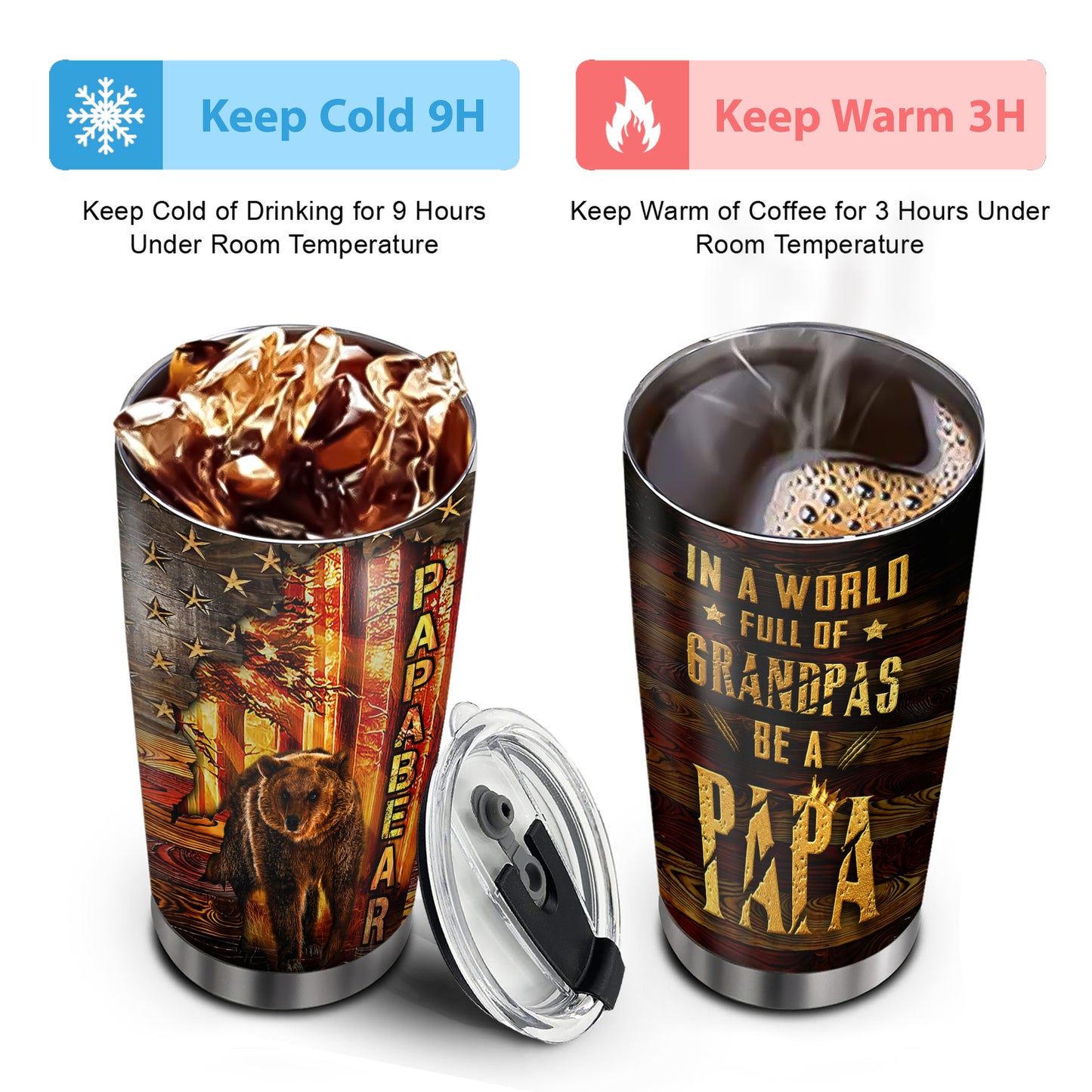Papabear In A World Full Of Grandpas Be A Papa 20Oz Tumbler