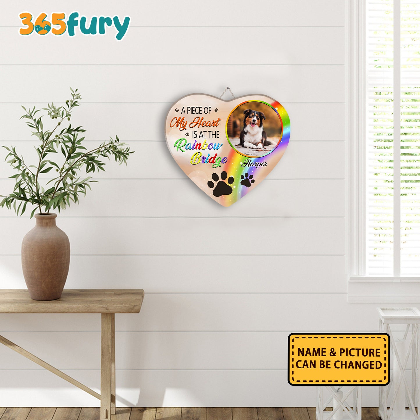 Dog A Piece Of My Heart Is At The Rainbow Bridge Personalized Wooden Sign For Dog Lovers