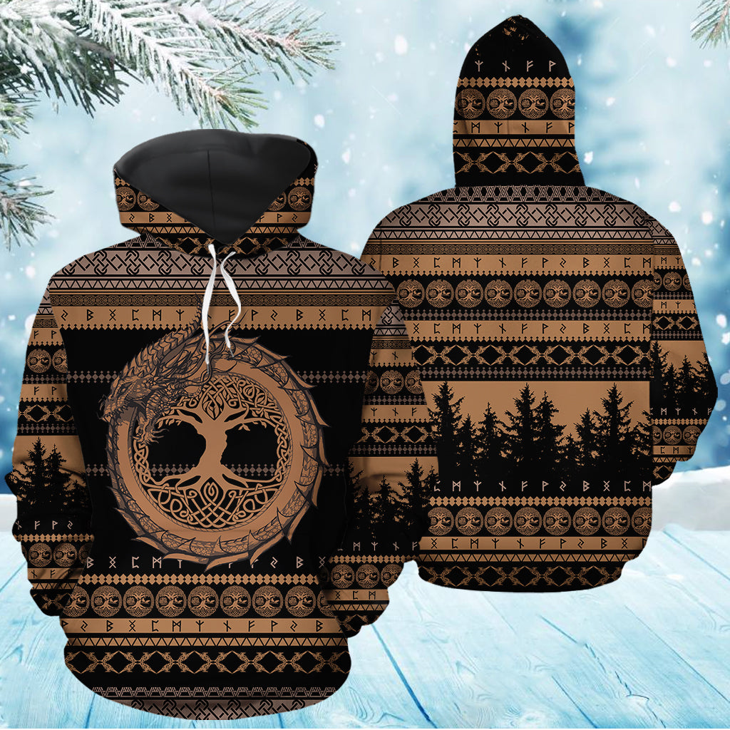 Jormungandr and Yggdrasil Viking T0712 unisex womens & mens, couples matching, friends, funny family sublimation 3D hoodie christmas holiday gifts (plus size available)