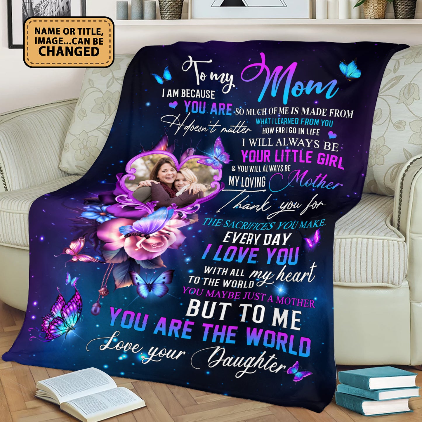 To My Mom You Are The World Custom Name Fleece Blanket