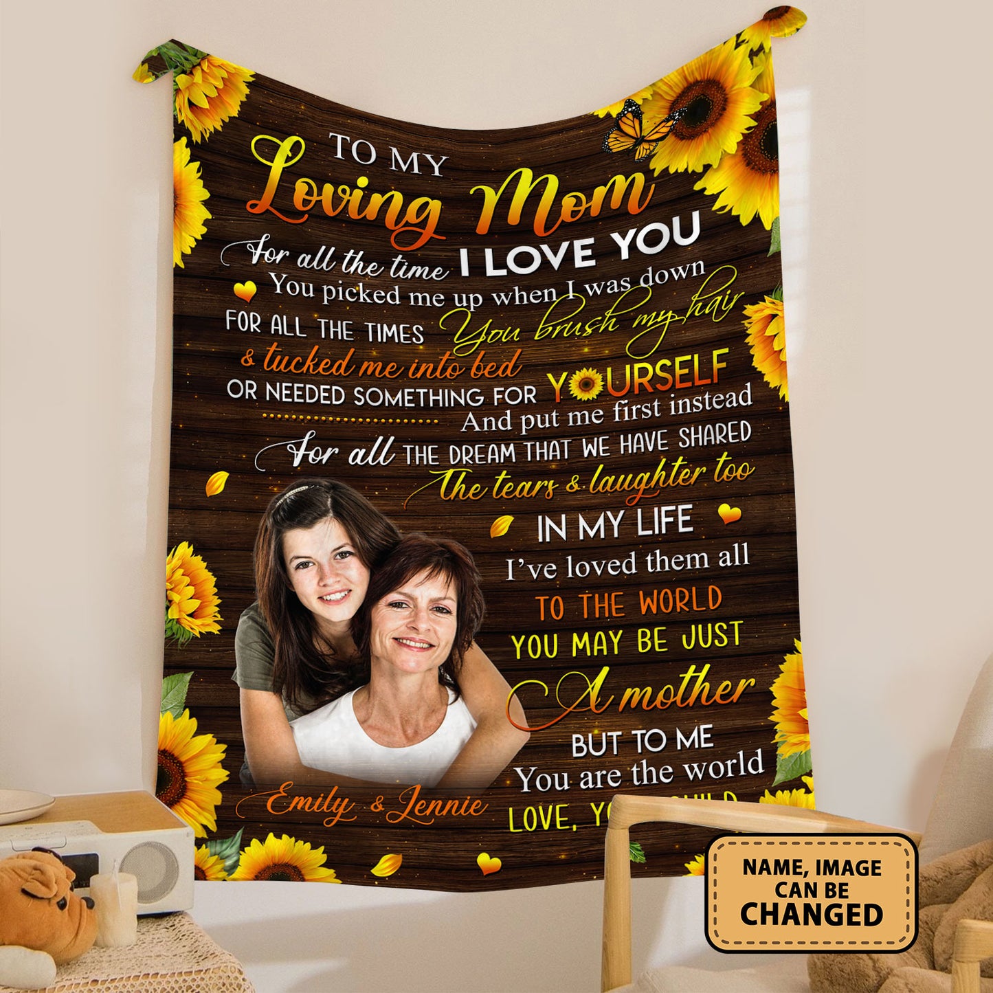 To My Loving Mom I Love You Personalized Fleece Blanket