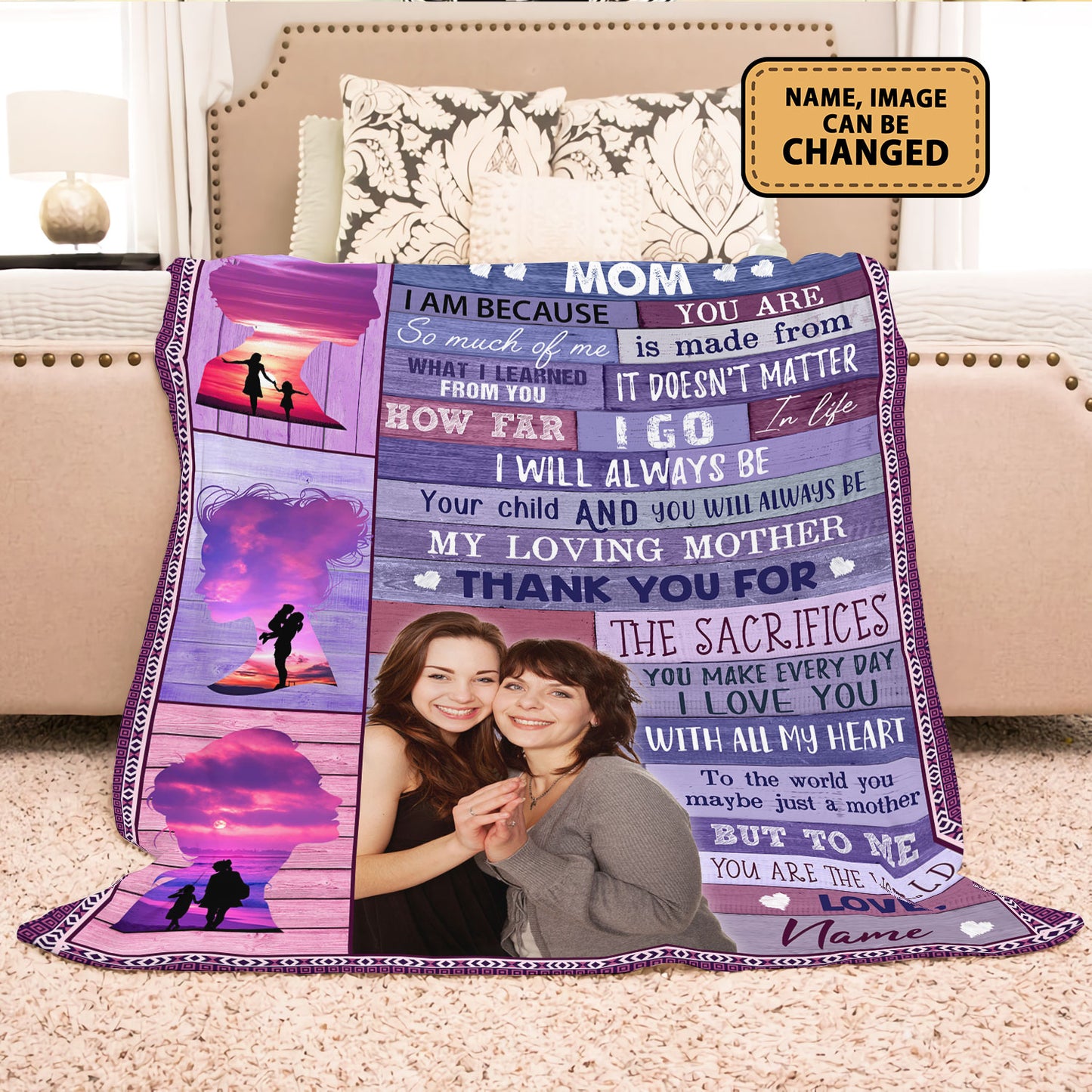 To My Mom Every Day I Love You Custom Image Fleece Blanket