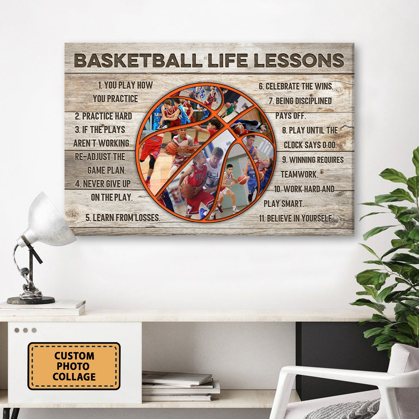 Personalized Basketball Life Lessons Custom Image Canvas