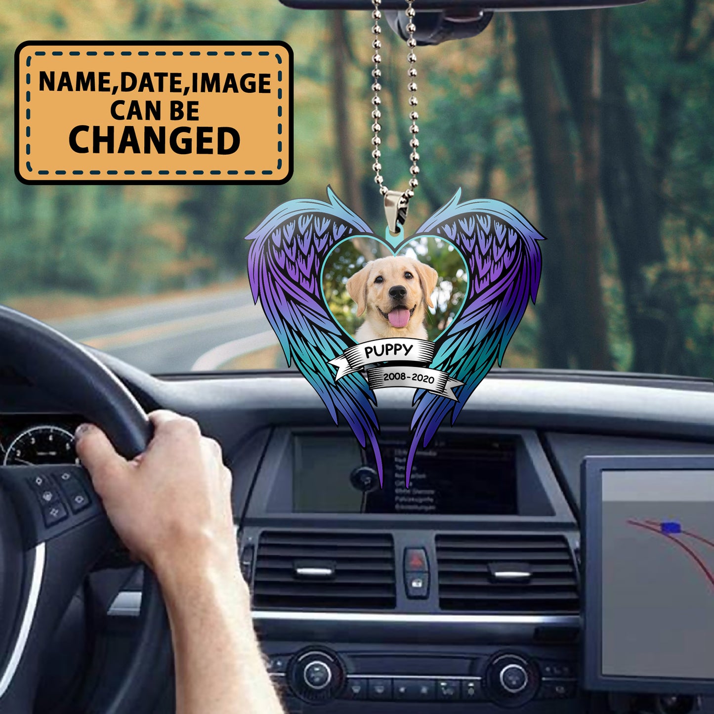 Personalized Dog Memorial 5 Wooden Car Ornament