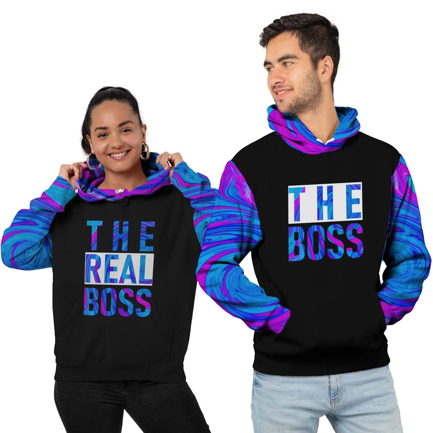 Matching 3D All Over Print Hoodie The Boss The Real Boss 3 Personalizedwitch For Couple
