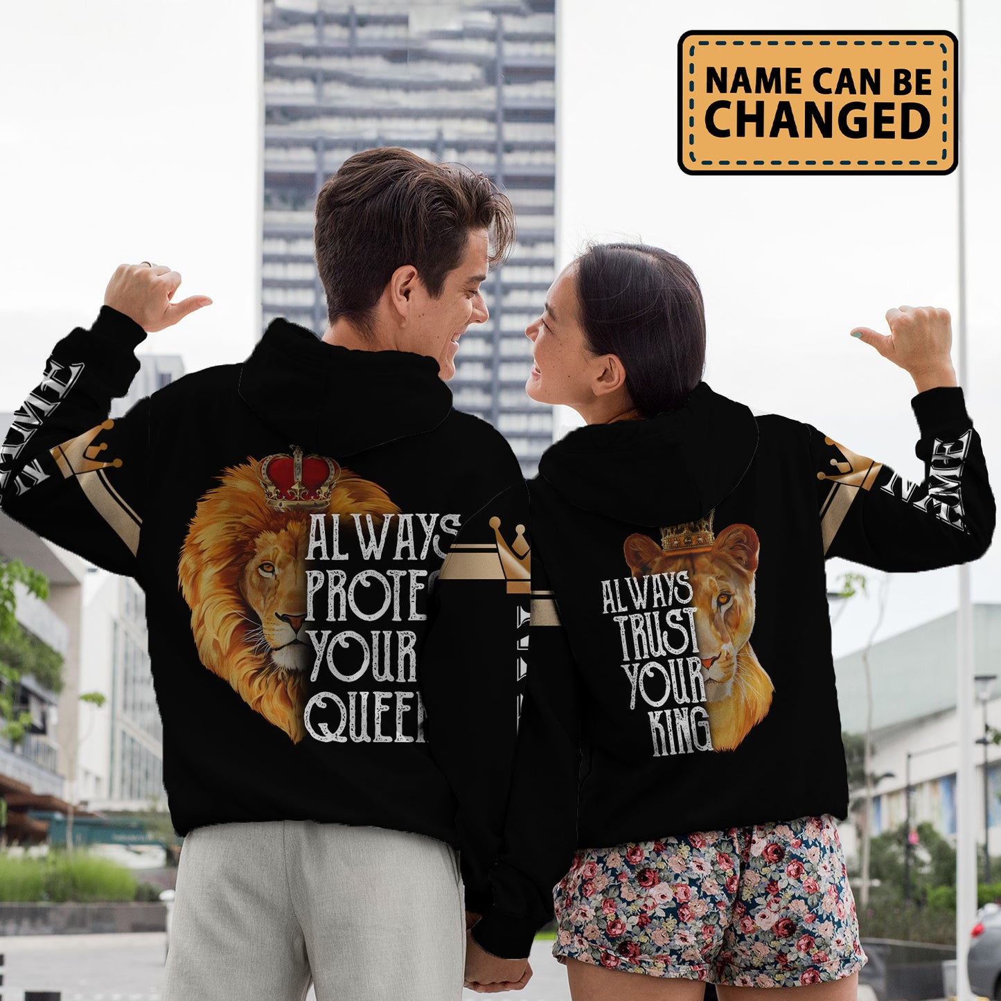 Personalized King And Queen Matching Hoodie Always Protect His Queen Always Trust Her King