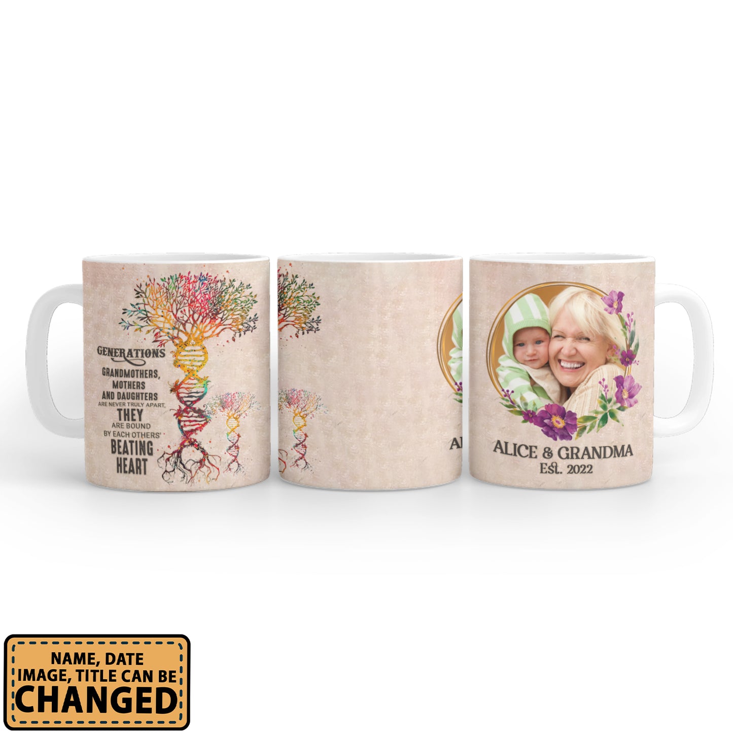 Personalized Generations Grandmothers, Mothers And Daughters Are Never Truly Apart New Grandma Gifts Custom Grandkids Photo, Names Personalizedwitch