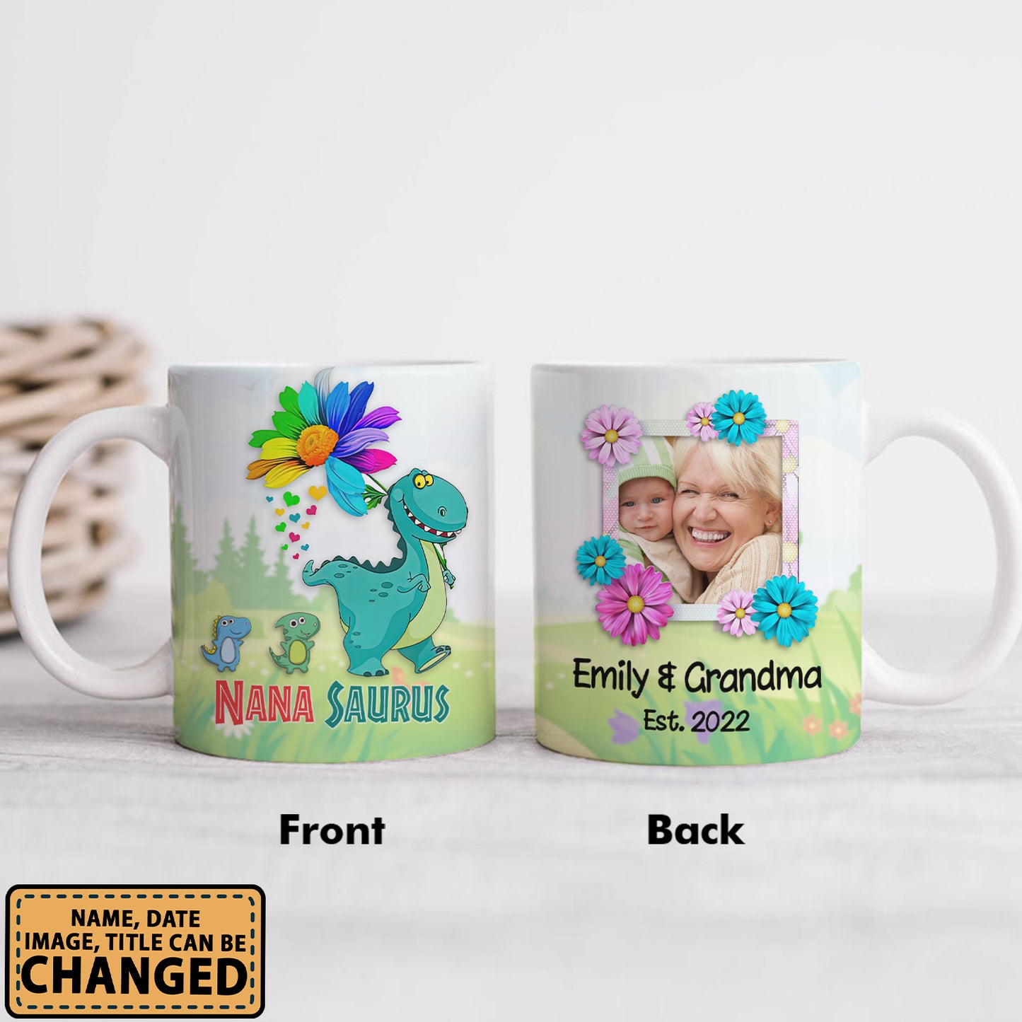 Personalized Grandmsaurus New Grandma Gifts Custom Grandkids Photo, Names Personalizedwitch