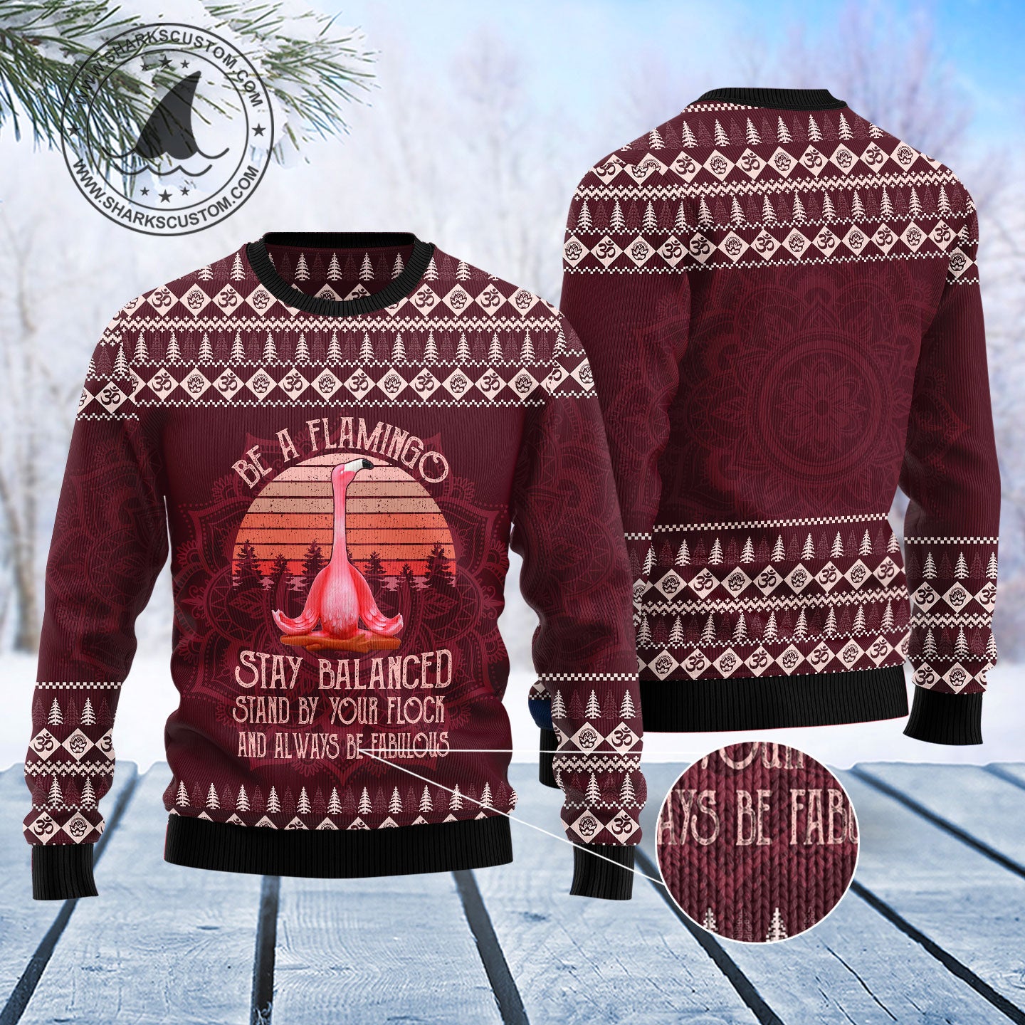 Flamingo Yoga T0511 Ugly Christmas Sweater
