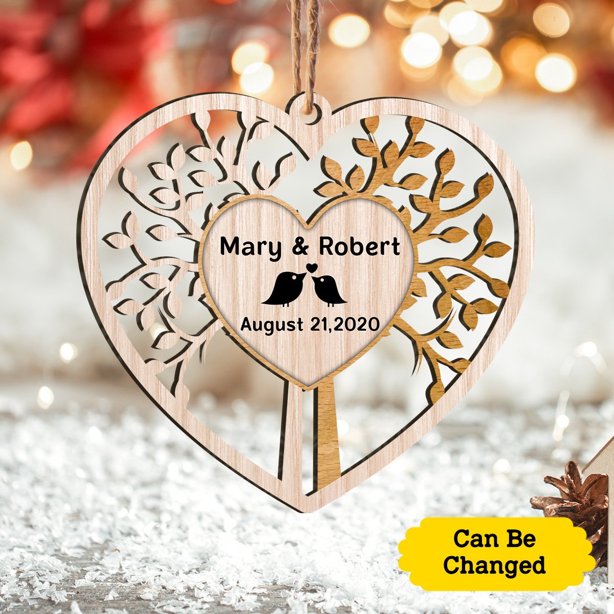Tree of Love Anniversary Personalizedwitch Personalized Printed Christmas Wood Ornament