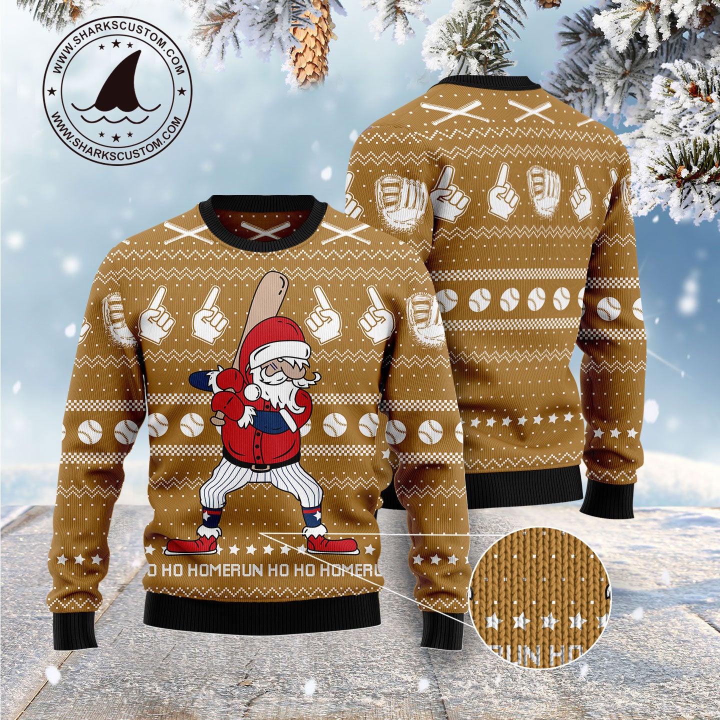 Baseball Ho Ho Homerun G51023 Ugly Christmas Sweater