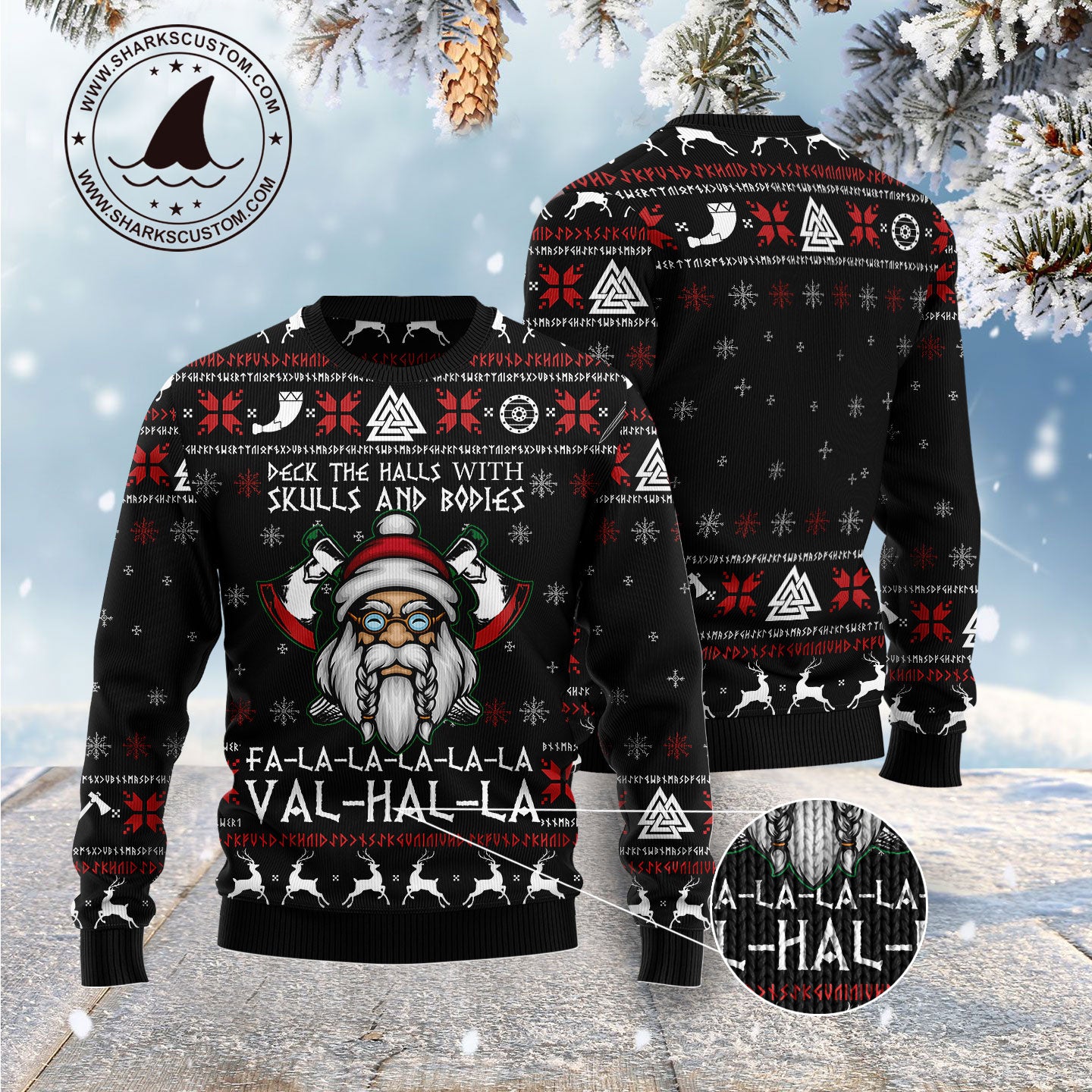 Viking Deck The Halls With Skulls G51130 Ugly Christmas Sweater