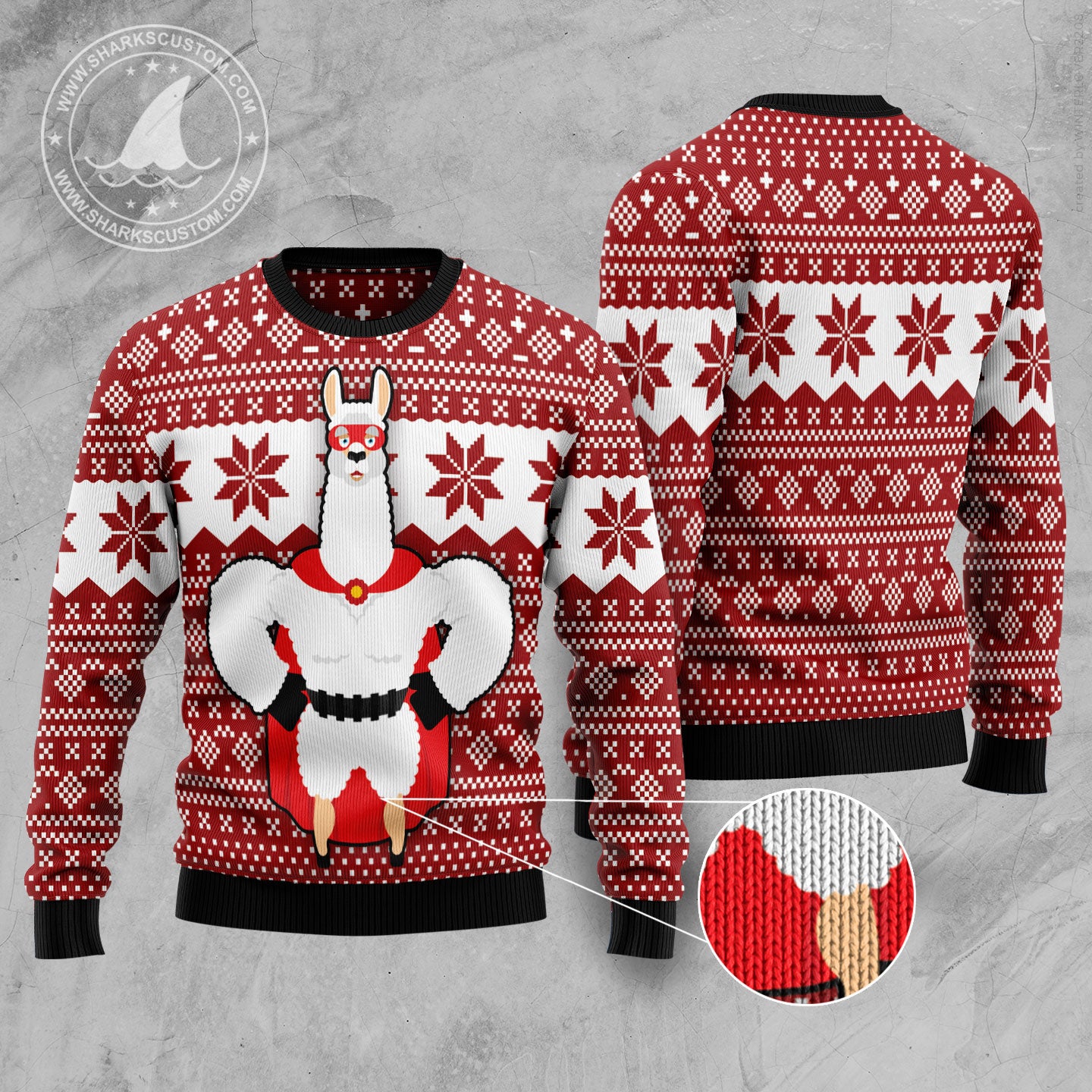 Llama Superhero TG51127 unisex womens & mens, couples matching, friends, llama lover, funny family ugly christmas holiday sweater gifts (plus size available)