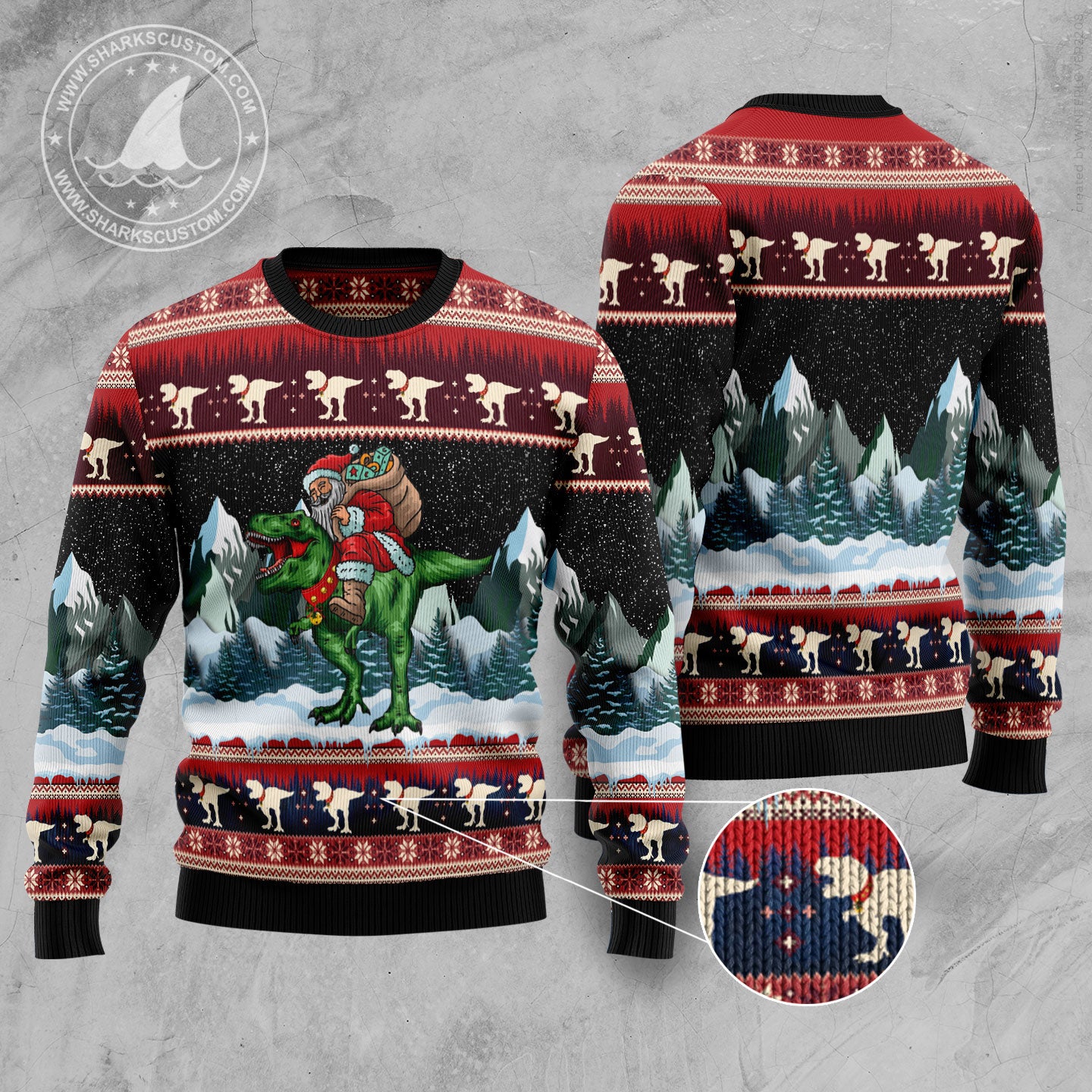 T-rex Santa Claus Ugly Christmas Sweater