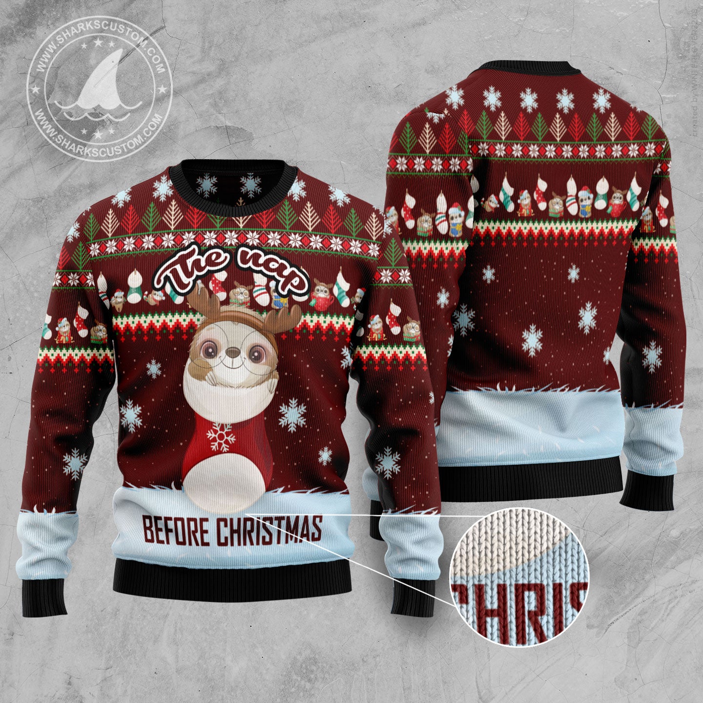 The Nap Before Christmas Sloth TG5129 - Ugly Christmas Sweater unisex womens & mens, couples matching, friends, sloth lover, funny family sweater gifts (plus size available)