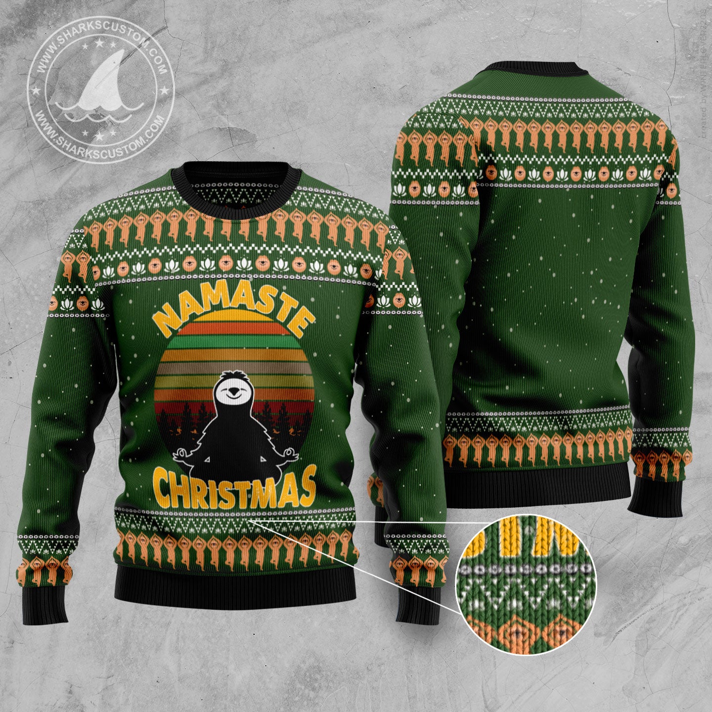 Sloth Namaste TY610 Ugly Christmas Sweater