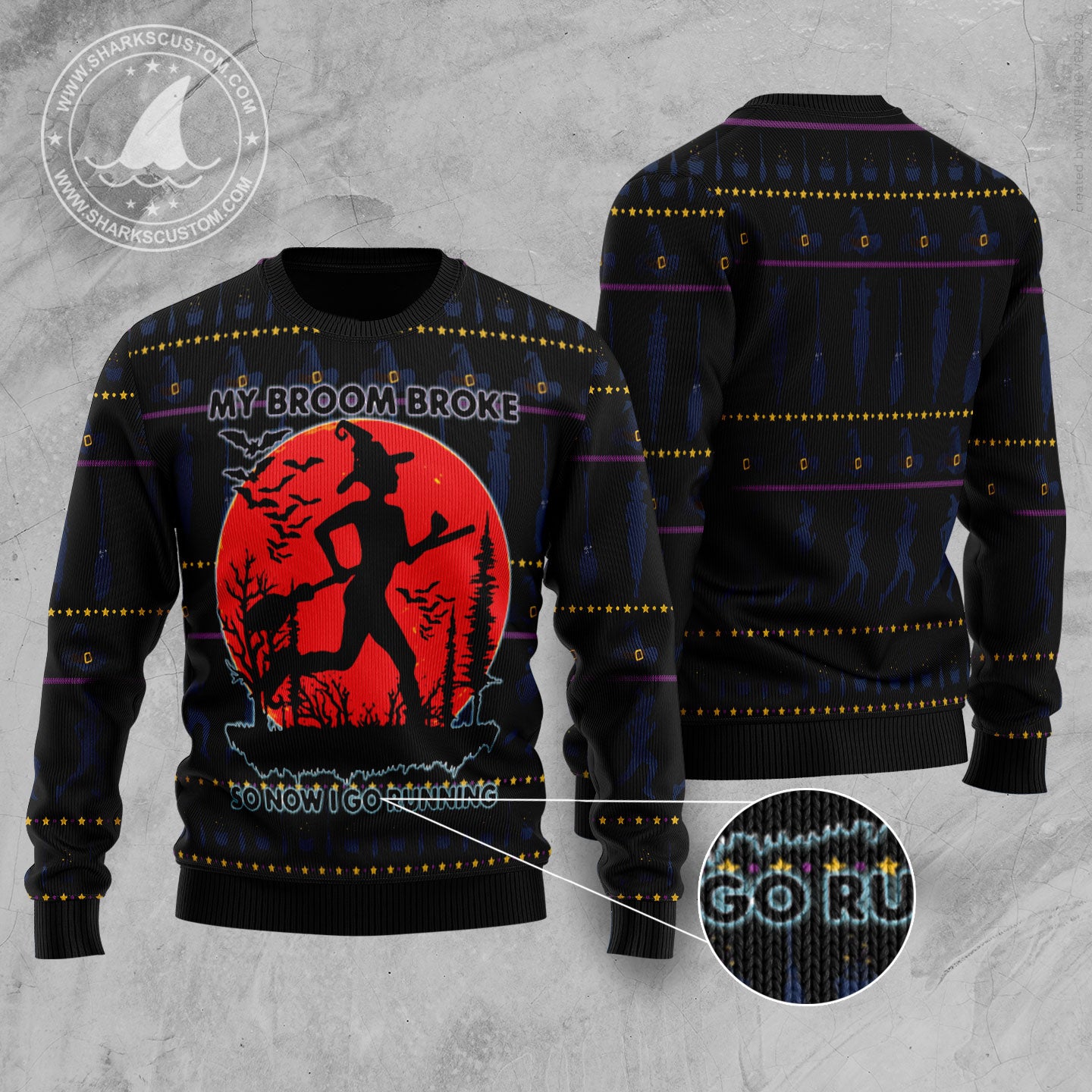 Running Witch TY910 Halloween Sweater
