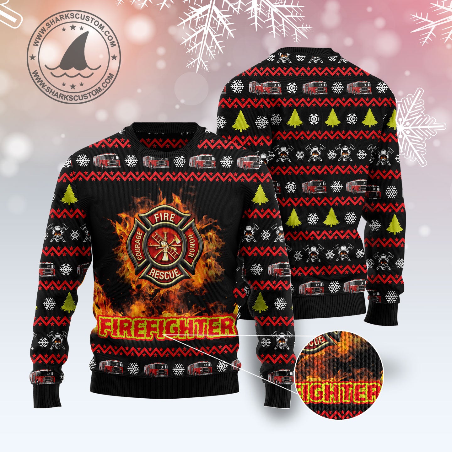 Awesome Firefighter G5115 Ugly Christmas Sweater