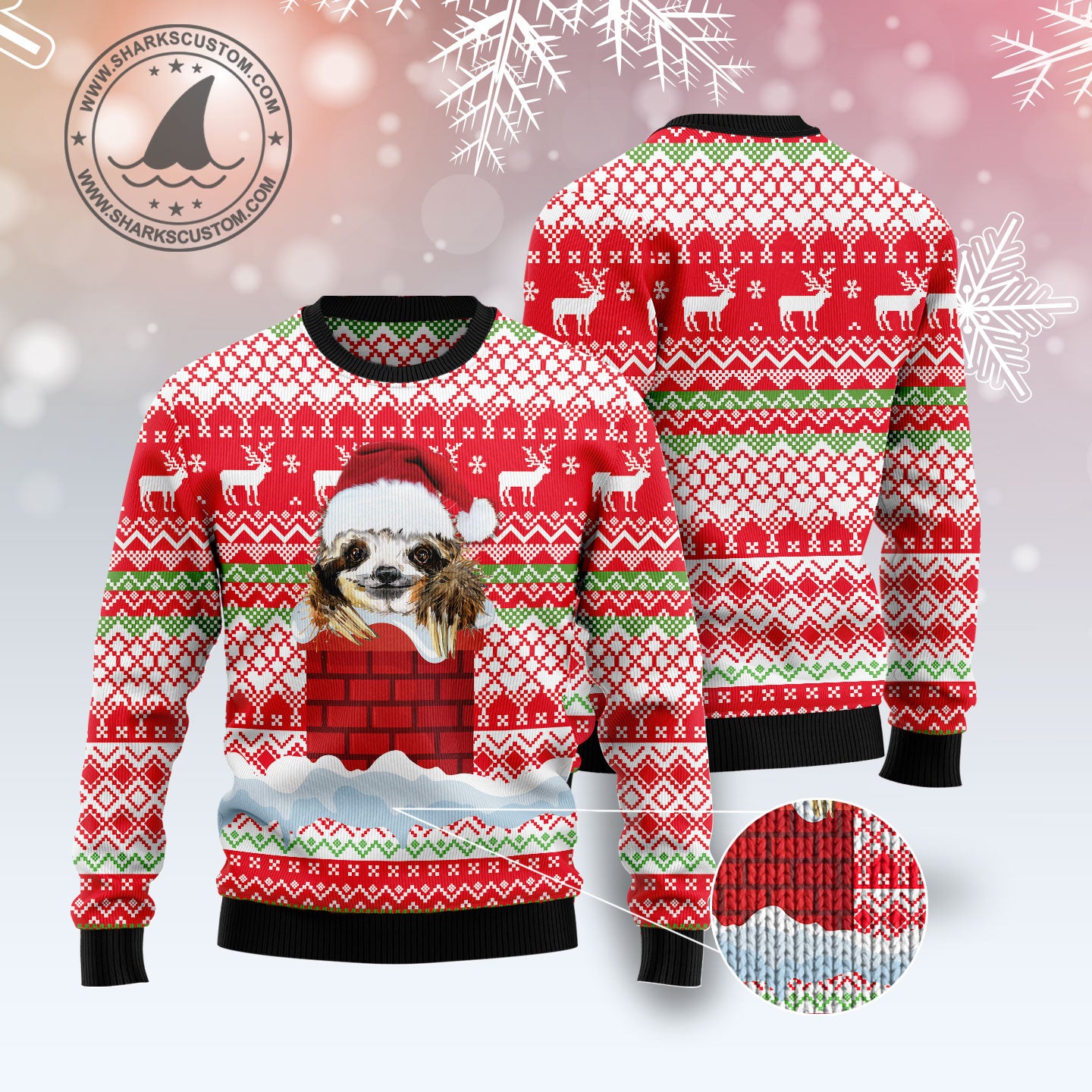 Sloth Chimney G5115 Ugly Christmas Sweater