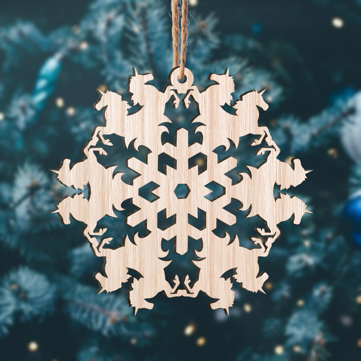 Unicorn Snowflake Personalizedwitch Wood Ornament
