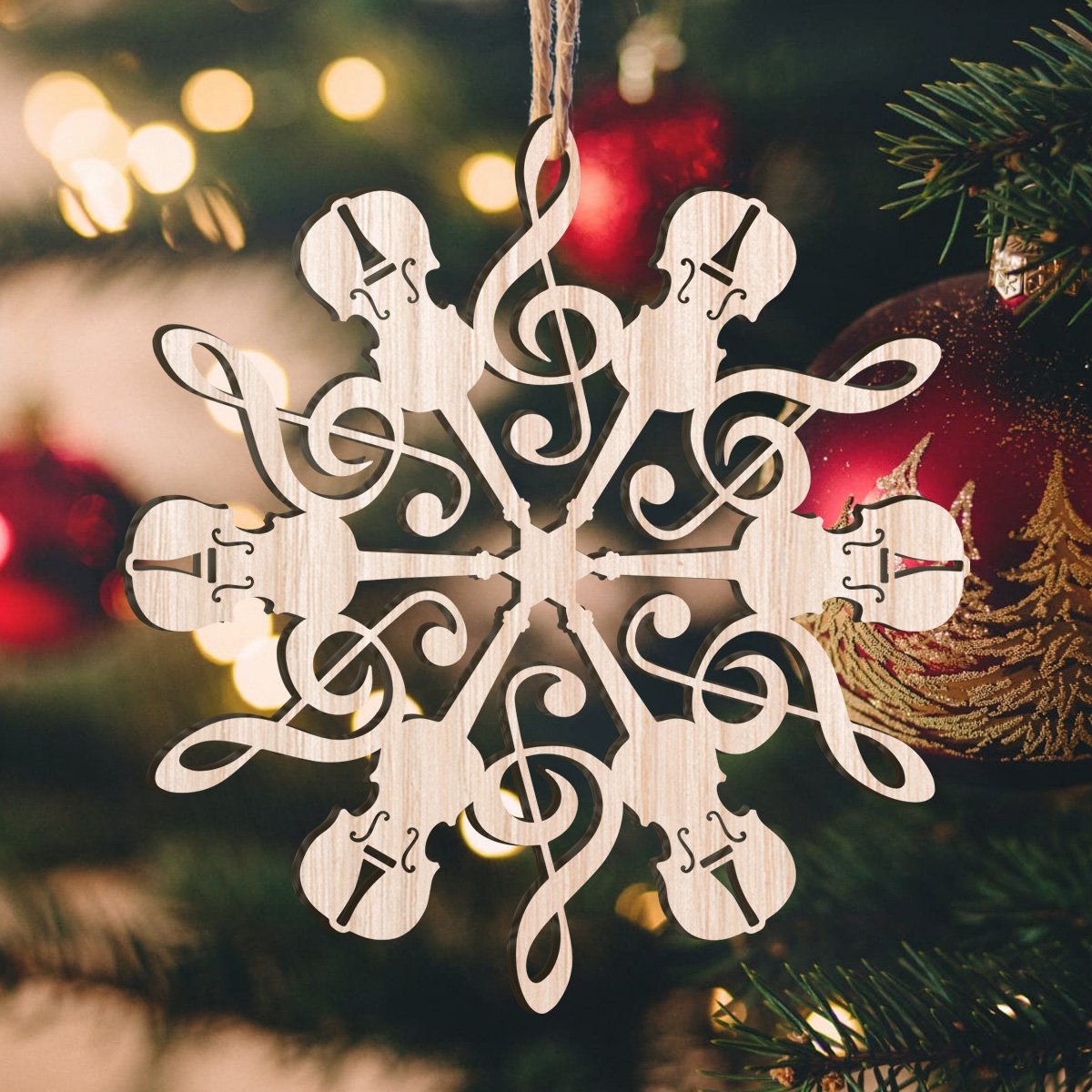 Violin Snowflake Personalizedwitch Wood Ornament