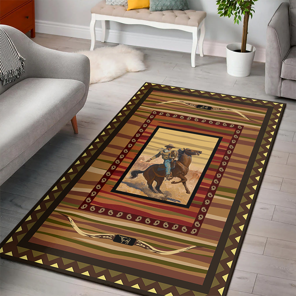 Western Style Gorgeous Cowboy Rectangle Rug