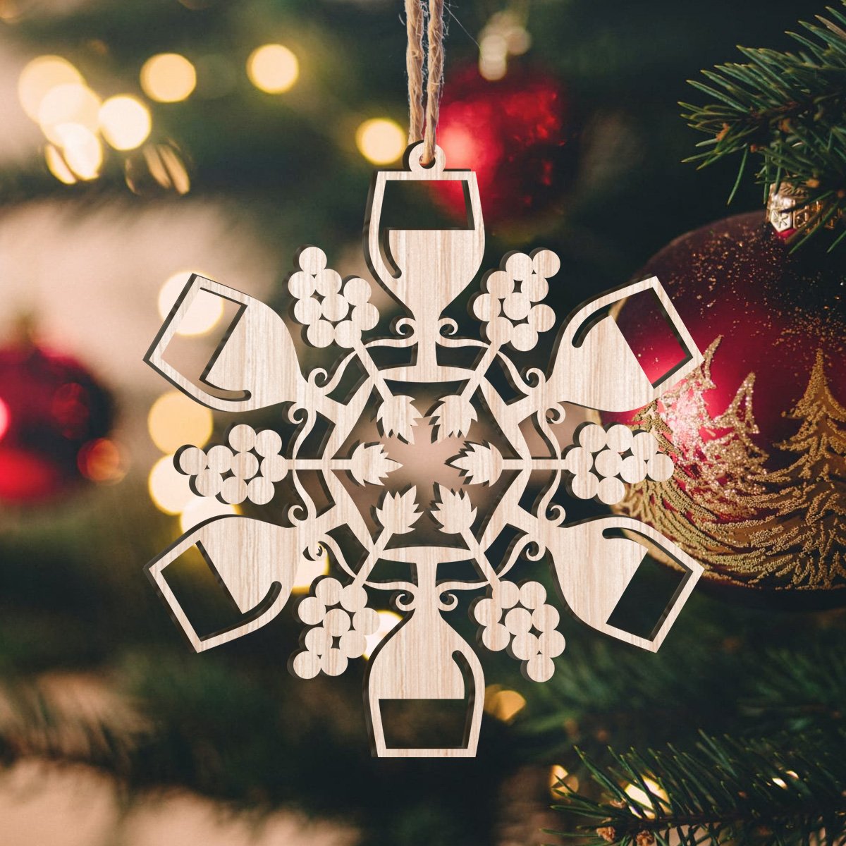 Wine Snowflake Personalizedwitch Wood Ornament