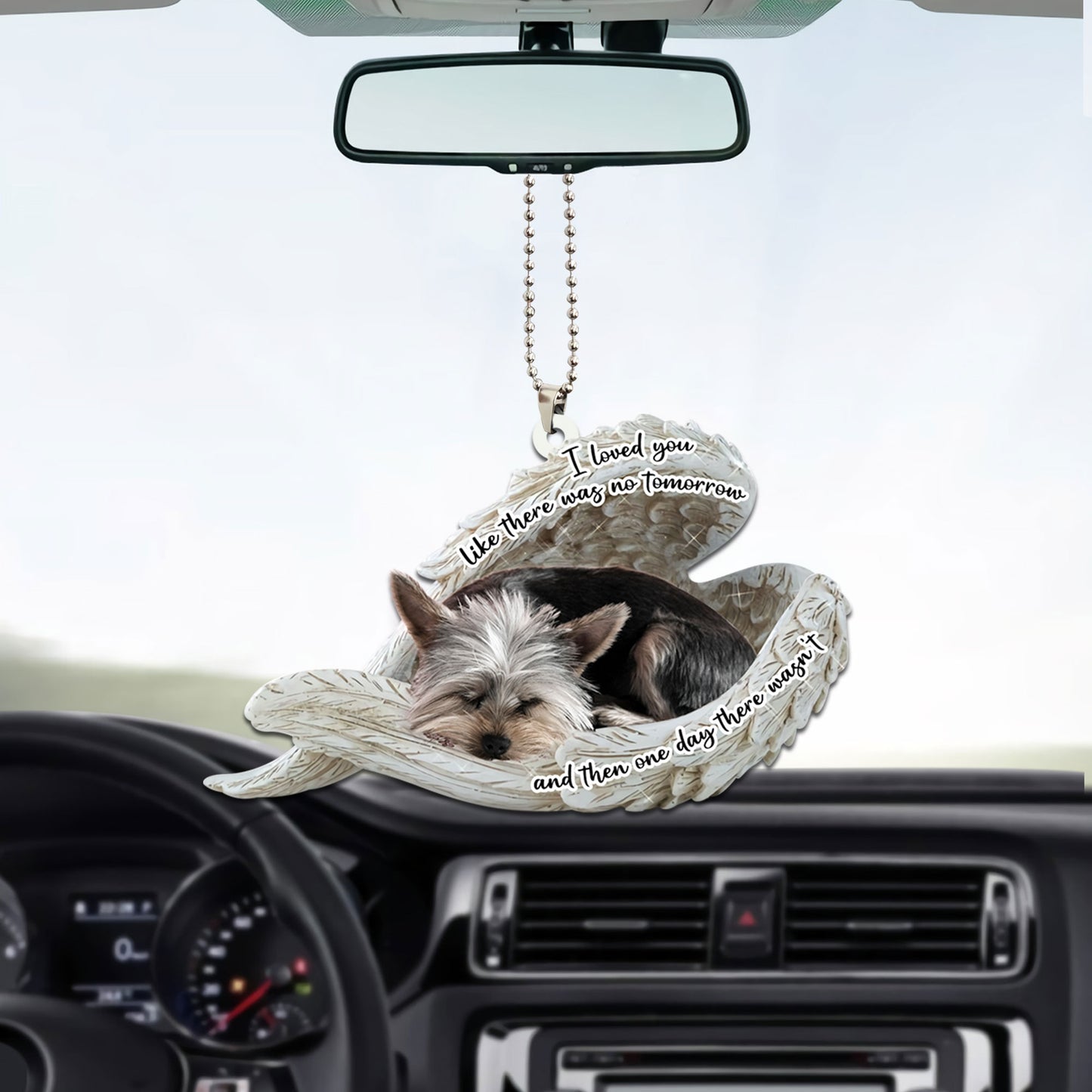 Yorkshire Terrier Sleeping Angel Personalizedwitch Flat Car Ornament