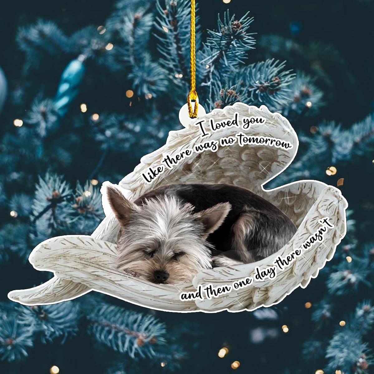 Yorkshire Terrier Sleeping Angel Wings Personalizedwitch Christmas Memorial Ornament