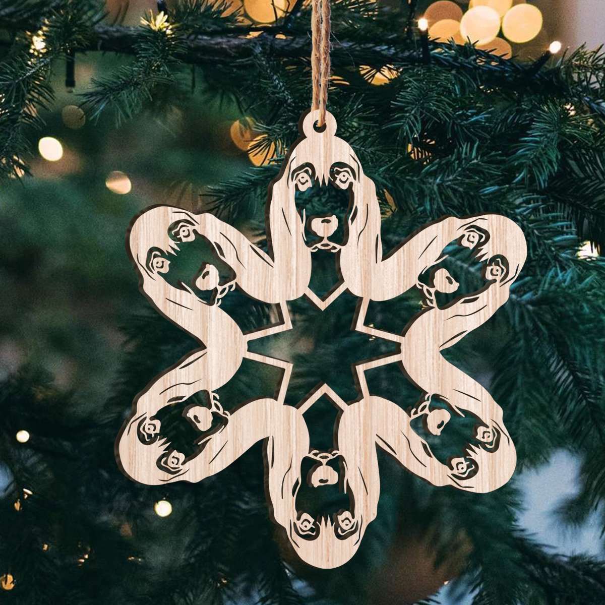 Basset Hound Dog Face Snowflake Personalizedwitch Christmas Wood Ornament