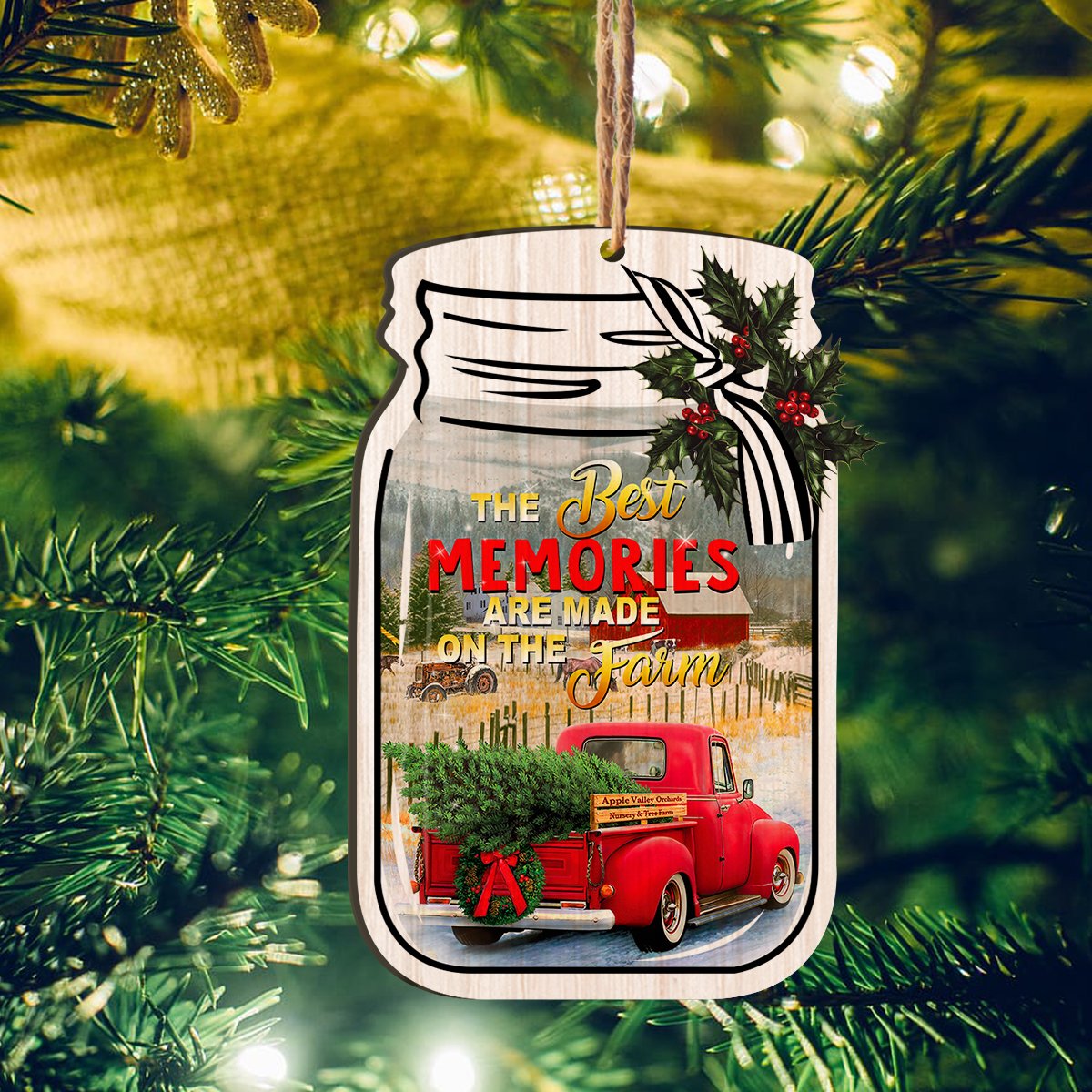 The Best Memory On The Farm Personalizedwitch Printed Wood Christmas Ornament