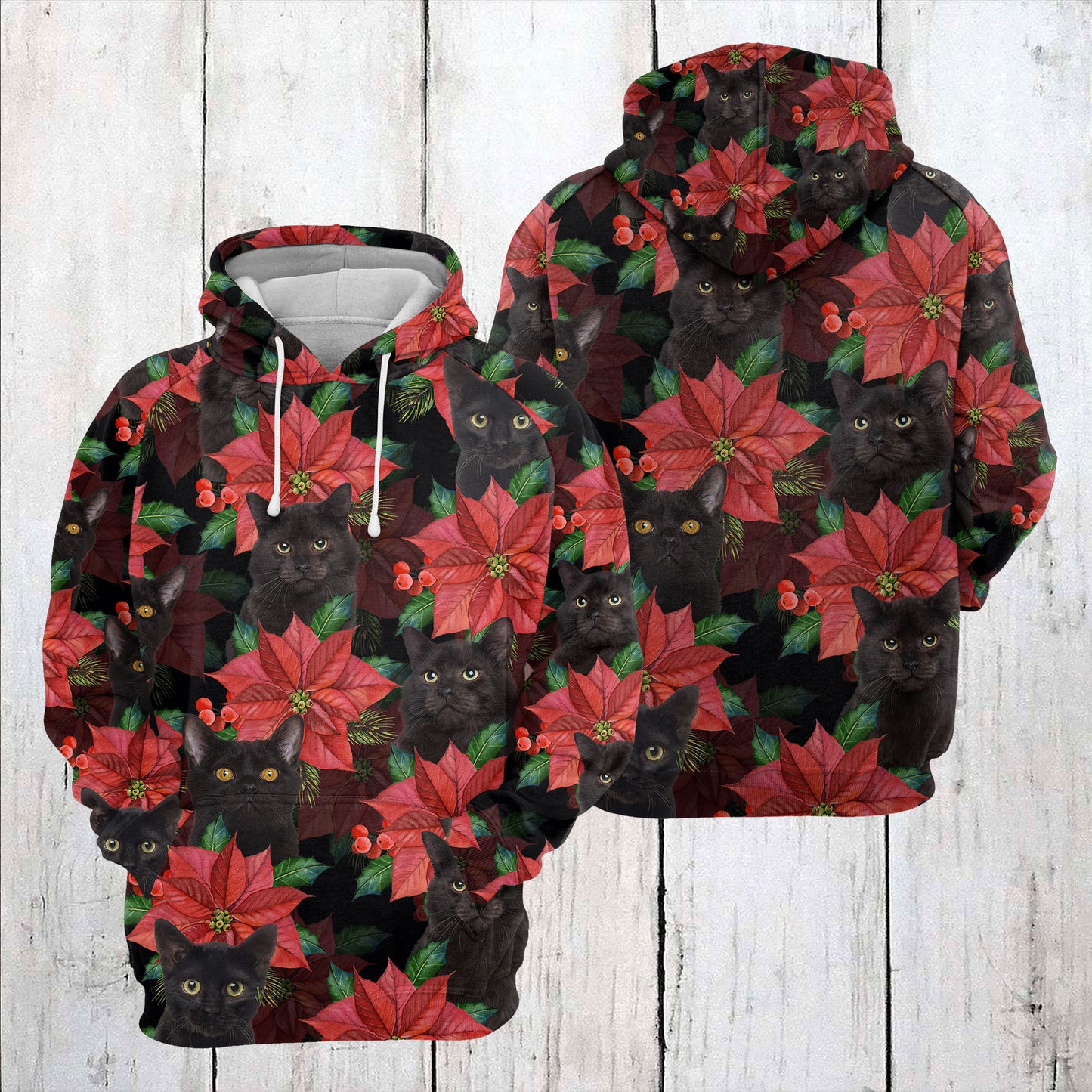 Black Cat Christmas TY2711 unisex womens & mens, couples matching, friends, funny family sublimation 3D hoodie christmas holiday gifts (plus size available)