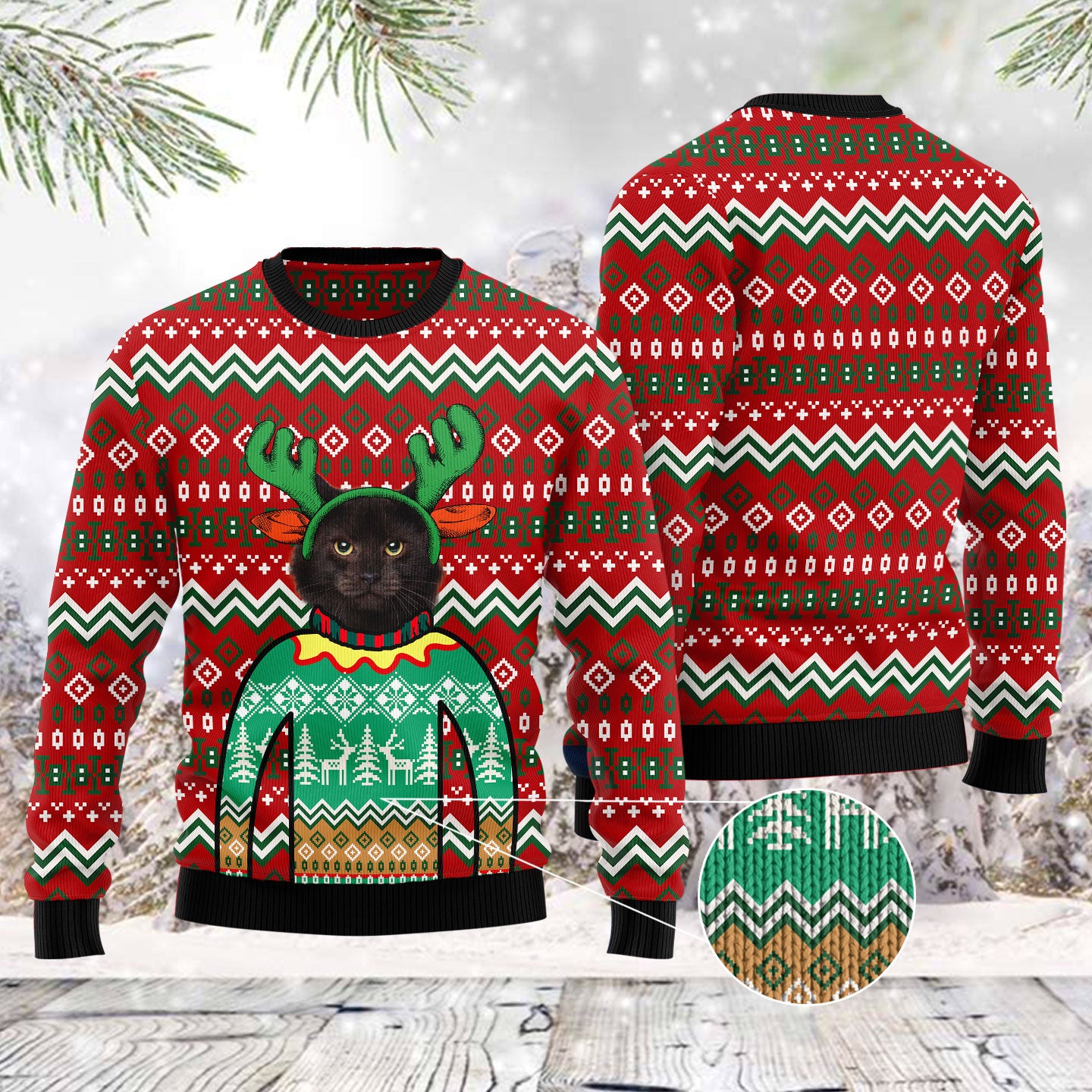 Black Cat Christmas Awesome TY0812 Ugly Christmas Sweater