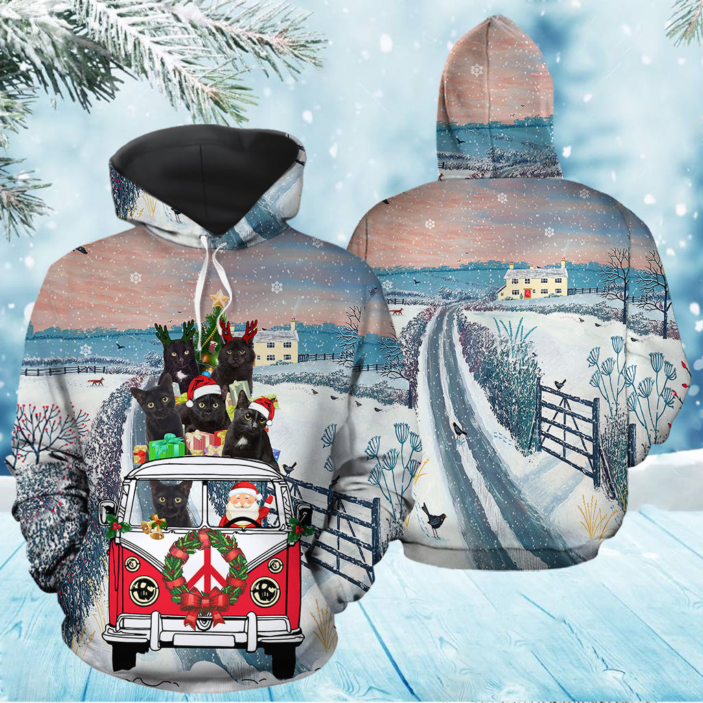 Black Cat Santa Christmas TY1012 unisex womens & mens, couples matching, friends, funny family sublimation 3D hoodie christmas holiday gifts (plus size available)