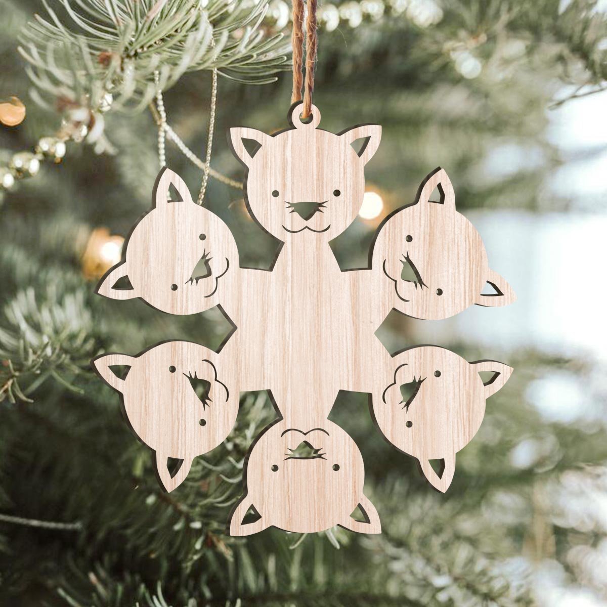 Cat Snowflake Personalizedwitch Wood Ornament