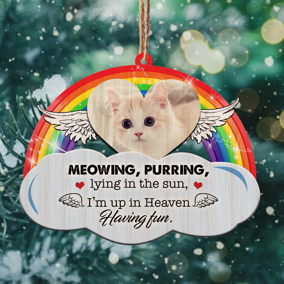 Cat In Heaven Memorial Personalizedwitch Personalized Printed Wood Christmas Ornament