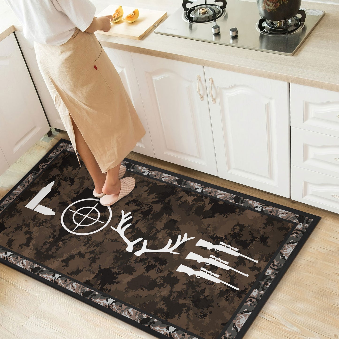 Deer Hunting Icons Rectangle Rug