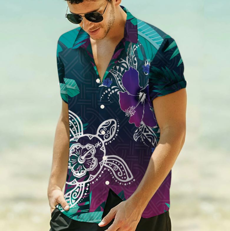 Hawaiian Hawaiian Shirt Unisex Women Men Couples Matching Friends Funny Family Hawaii Shirt Holiday Gifts (plus size available) - Turtle Flower TY1904211