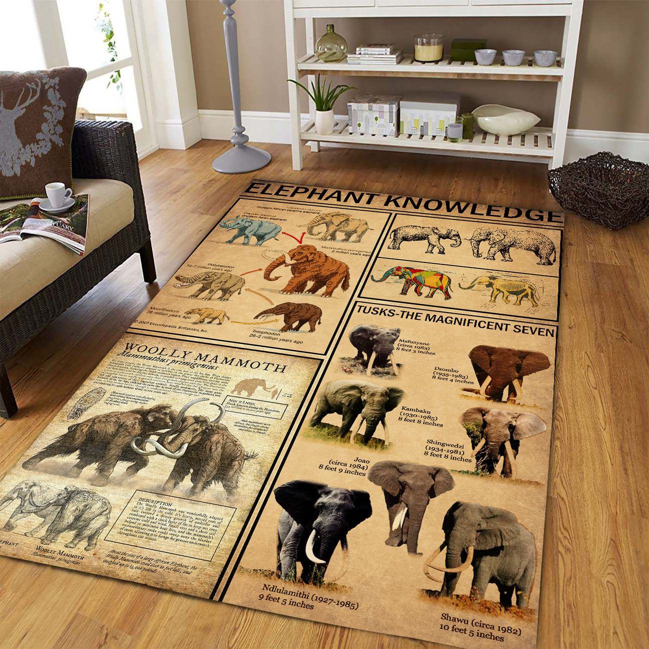 Elephant Knowledge Rectangle Rug
