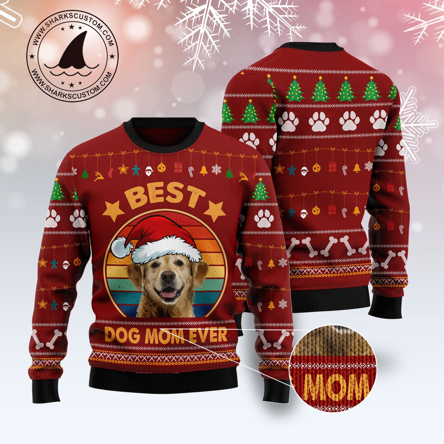 Golden Retriever Best Dog Mom Ever TY0411 Ugly Christmas Sweater