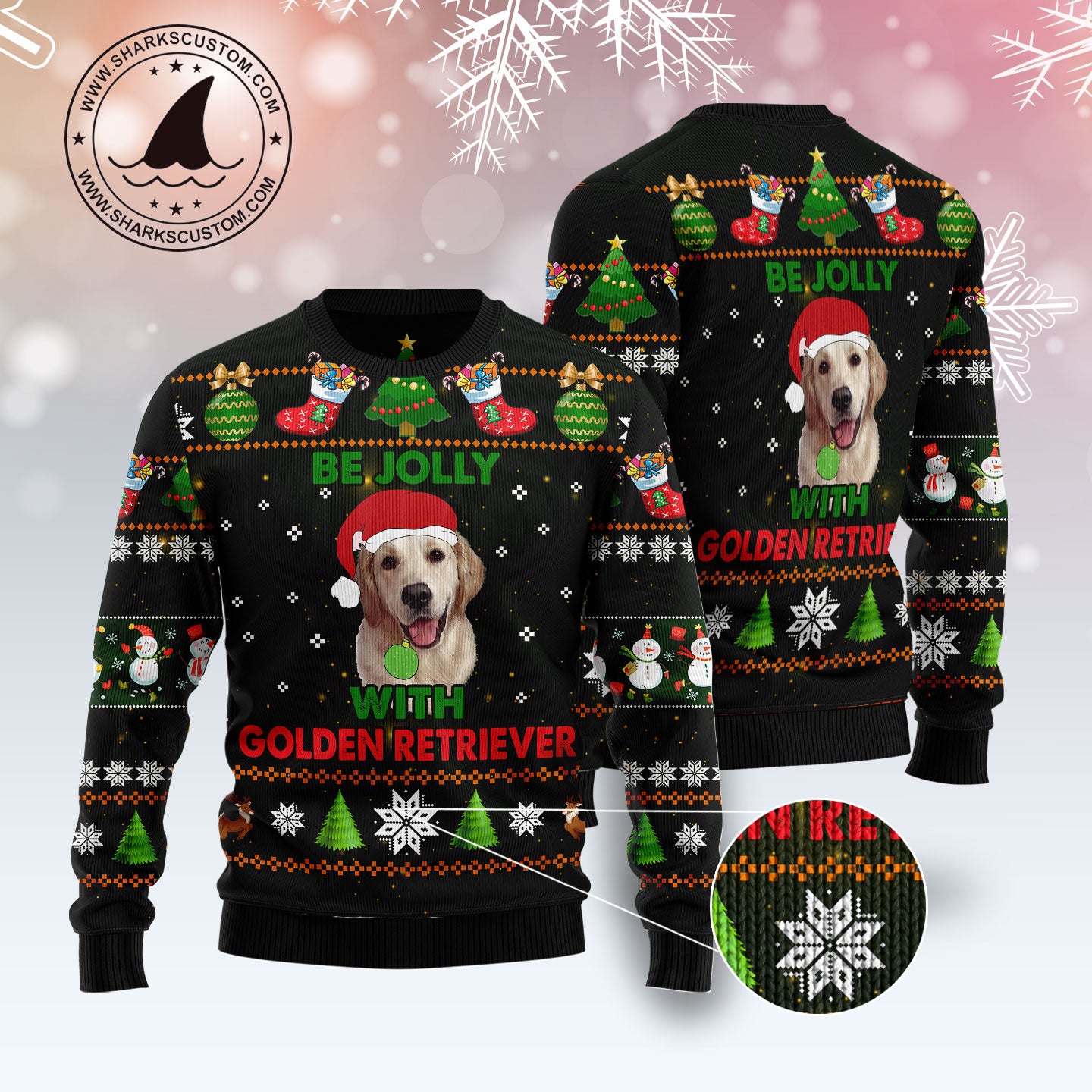 Golden Retriever Be Jolly TY1811 Ugly Christmas Sweater