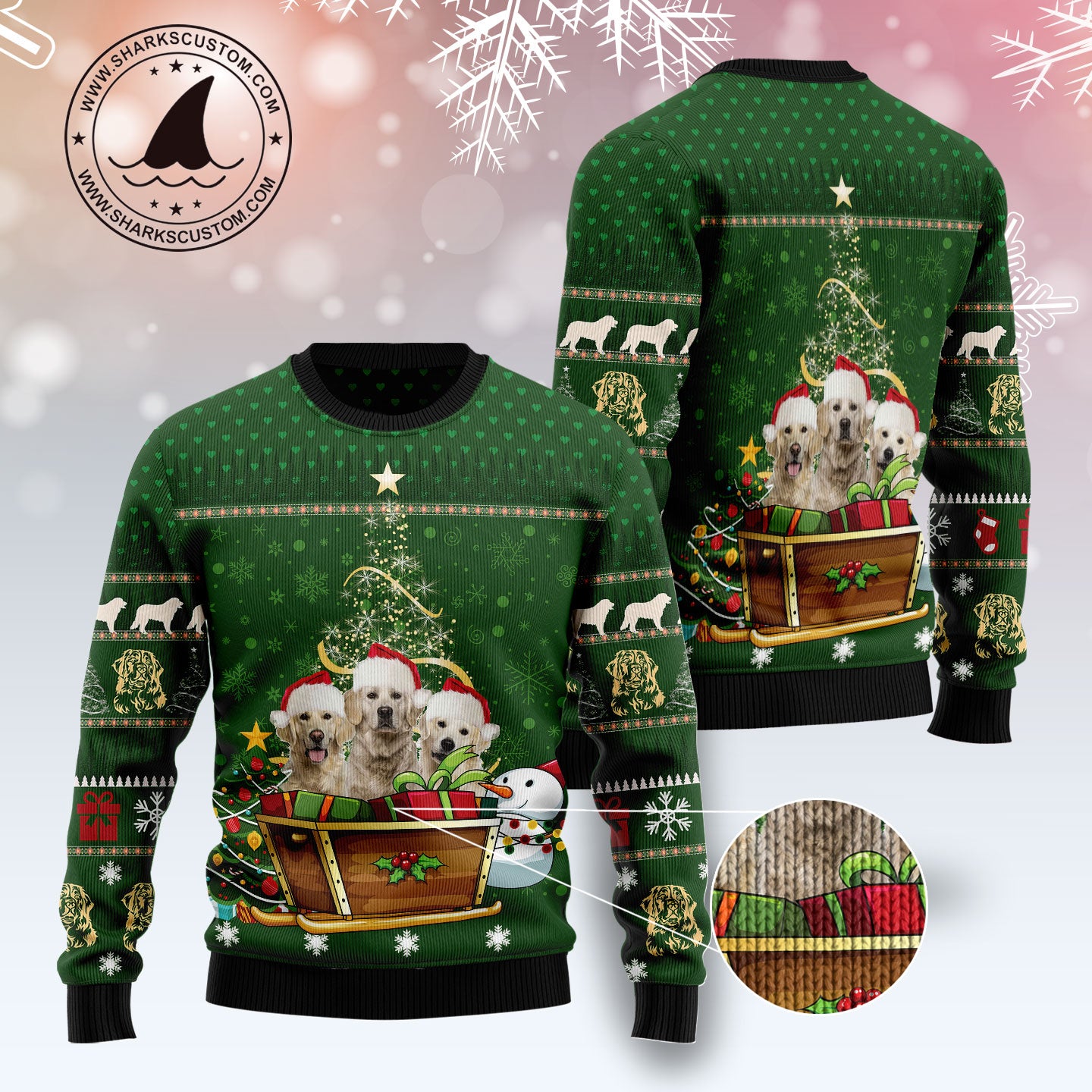 Golden Retriever Group Xmas TY0812 unisex womens & mens, couples matching, friends, funny family ugly christmas holiday sweater gifts (plus size available)
