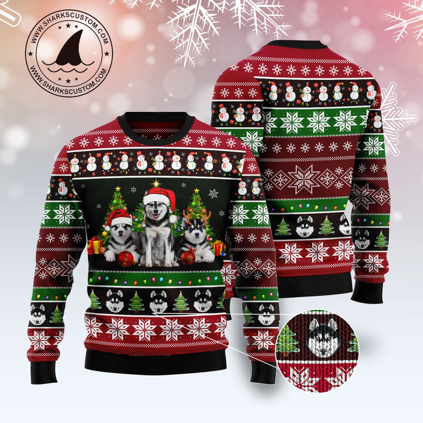 Siberian Husky Group Beauty TY0511 Ugly Christmas Sweater