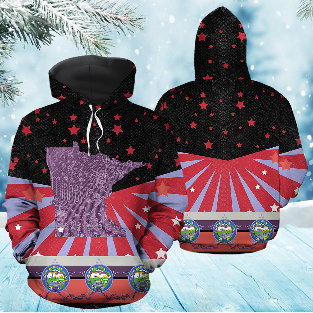 Minnesota USA State Awesome T1610 - All Over Print Unisex Hoodie