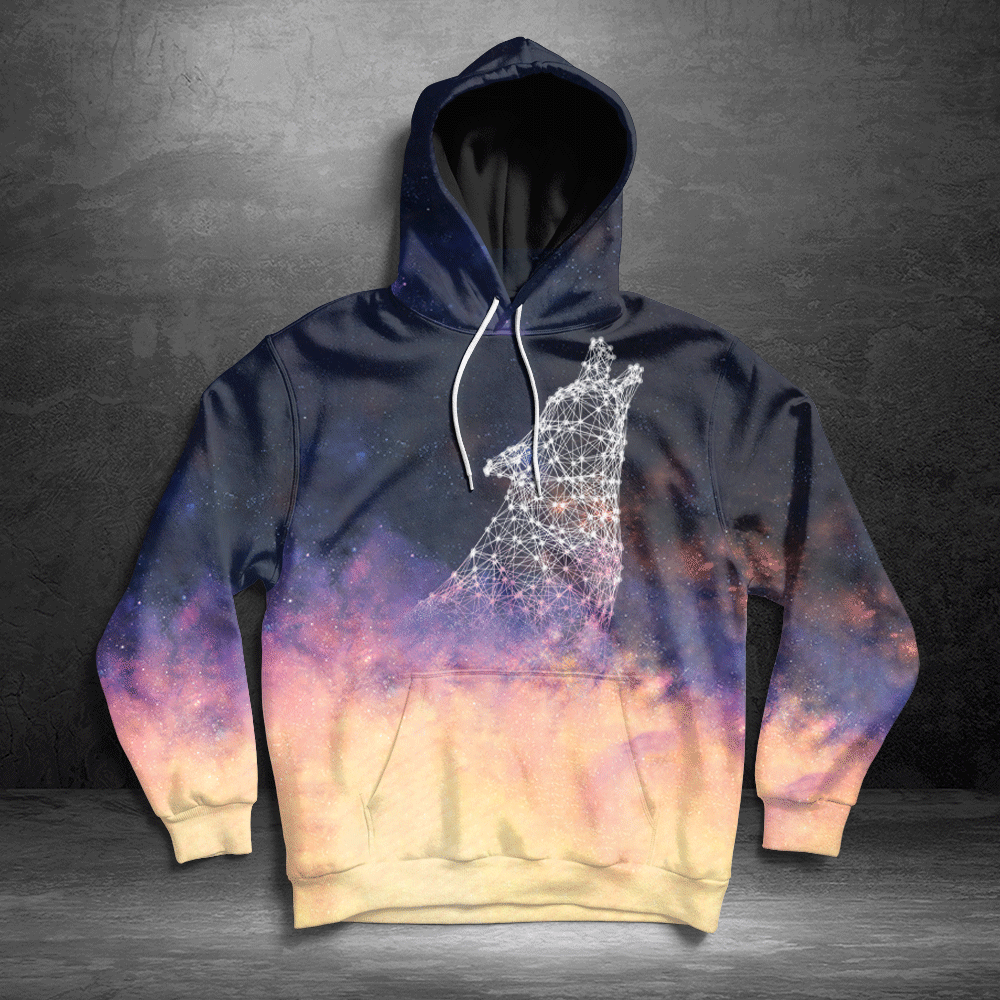 Galaxy Flying Wolf HT251104 Unisex womens & mens, couples matching, friends, funny family sublimation 3D hoodie christmas holiday gifts (plus size available)
