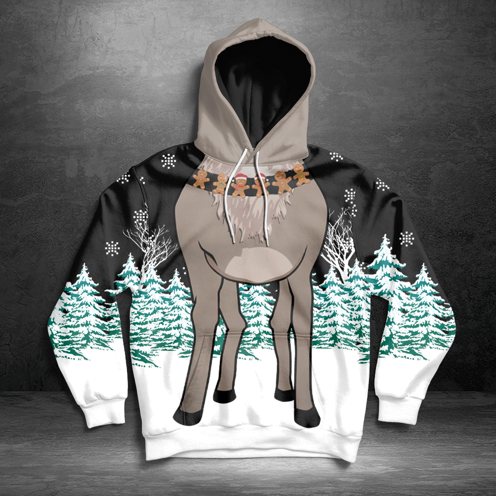 Reindeer HT251102 Unisex womens & mens, couples matching, friends, funny family sublimation 3D hoodie christmas holiday gifts (plus size available)