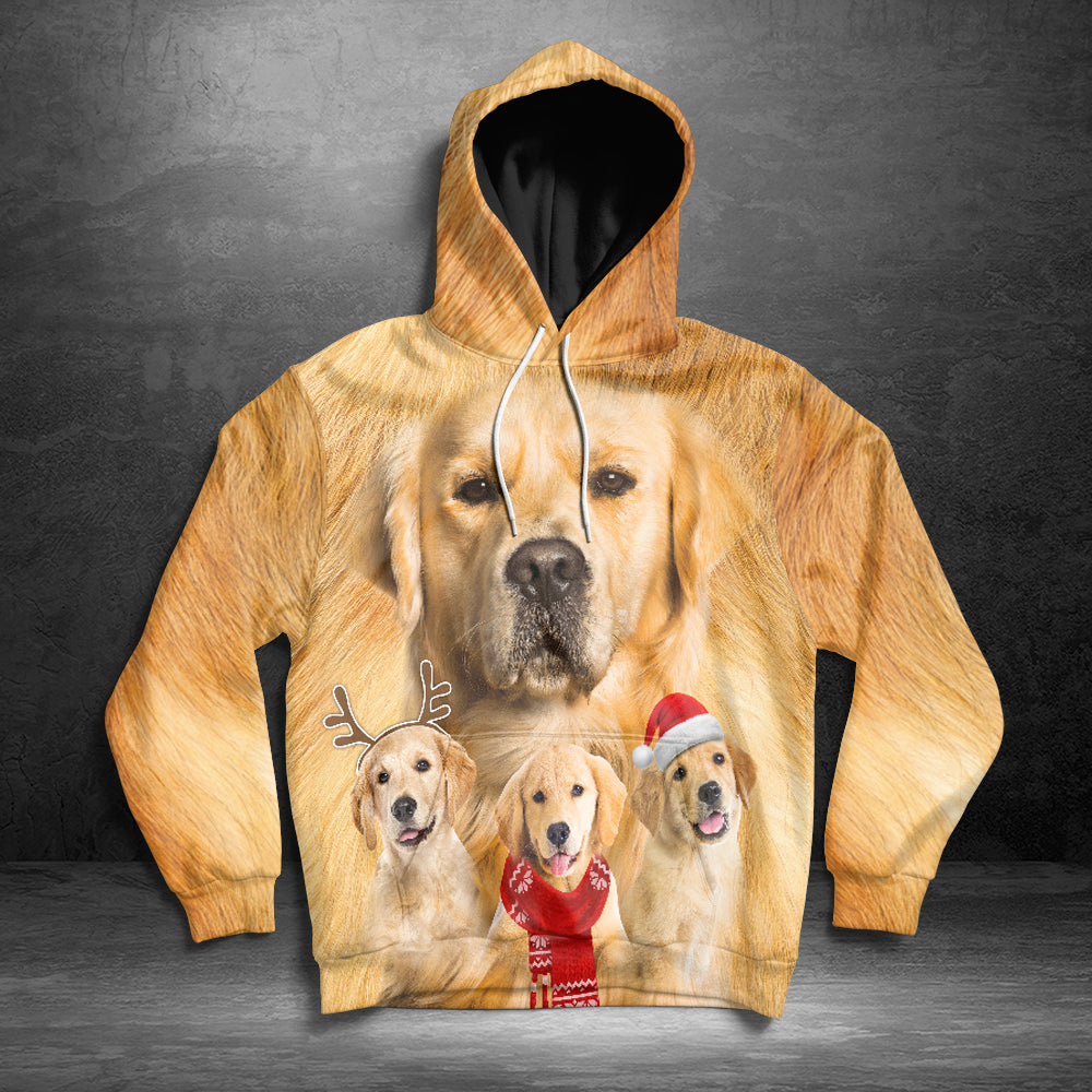Golden Retriever HT201104 Unisex womens & mens, couples matching, friends, funny family sublimation 3D hoodie christmas holiday gifts (plus size available)