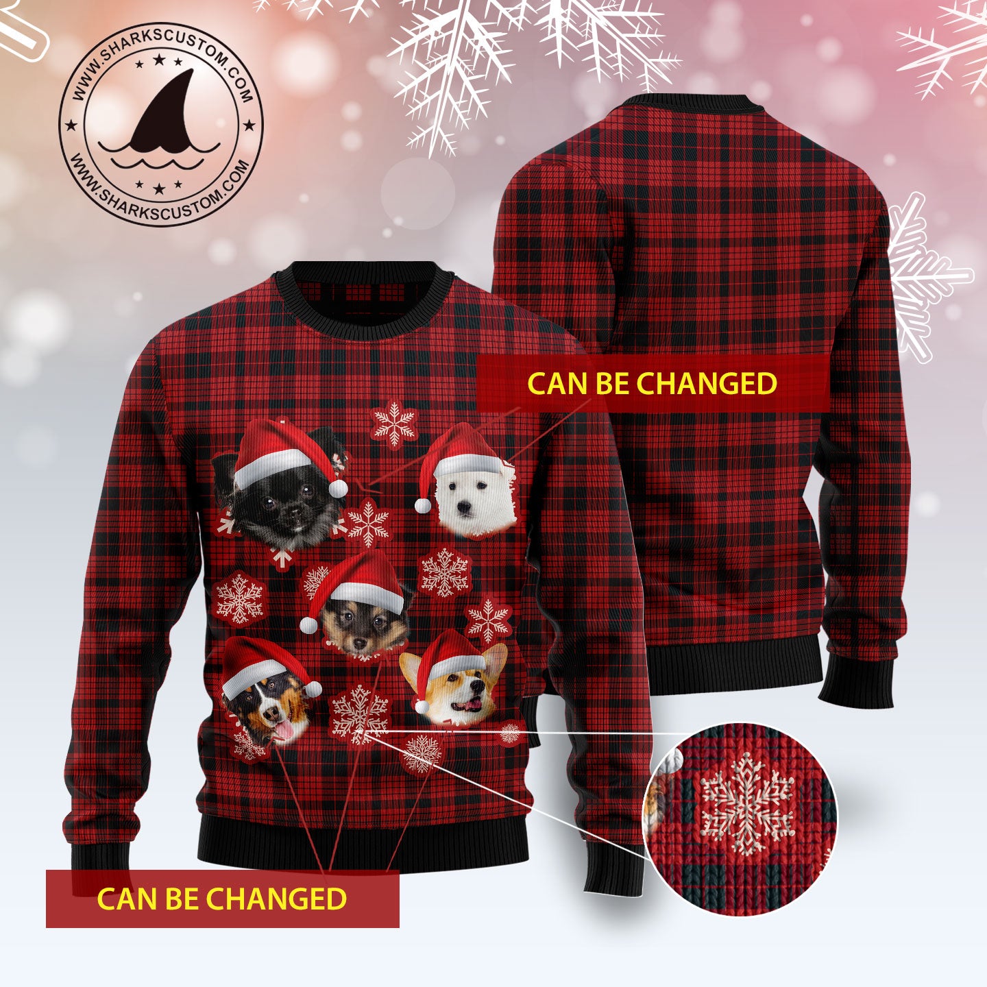 Dog Christmas Snowflake T1911 Ugly Christmas Sweater