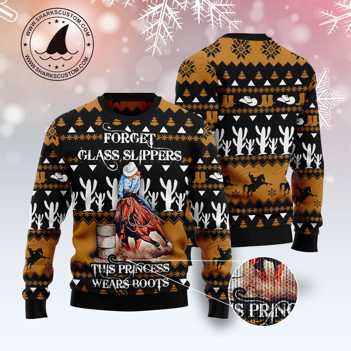 Barrel Racing Girl T2411 Ugly Christmas Sweater